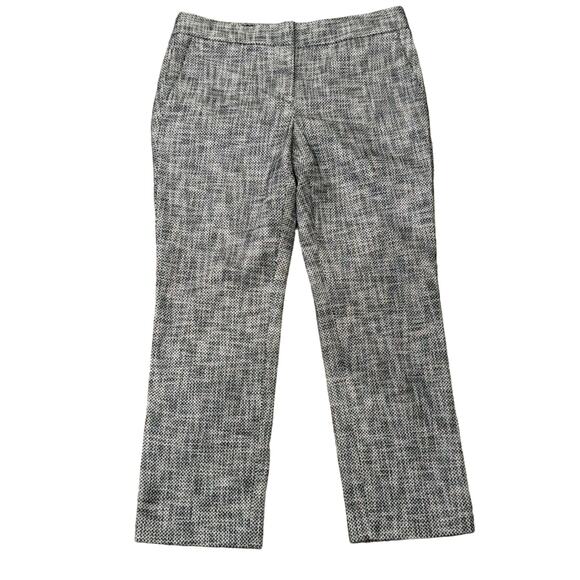Ann Taylor Women's Devin Fit Jacquard Ankle Trouser Pants Black White Size 6 - Picture 1 of 7